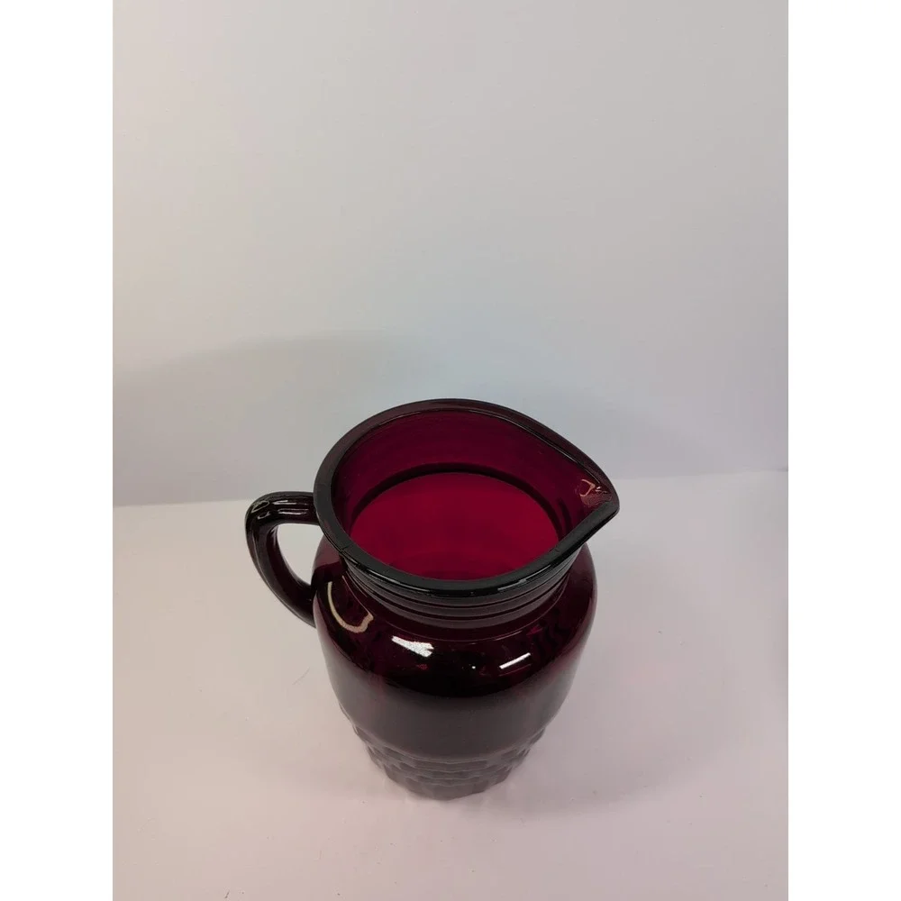 Vintage Anchor Hocking Royal Windsor Ruby‎ Red Glass Pitcher 64oz